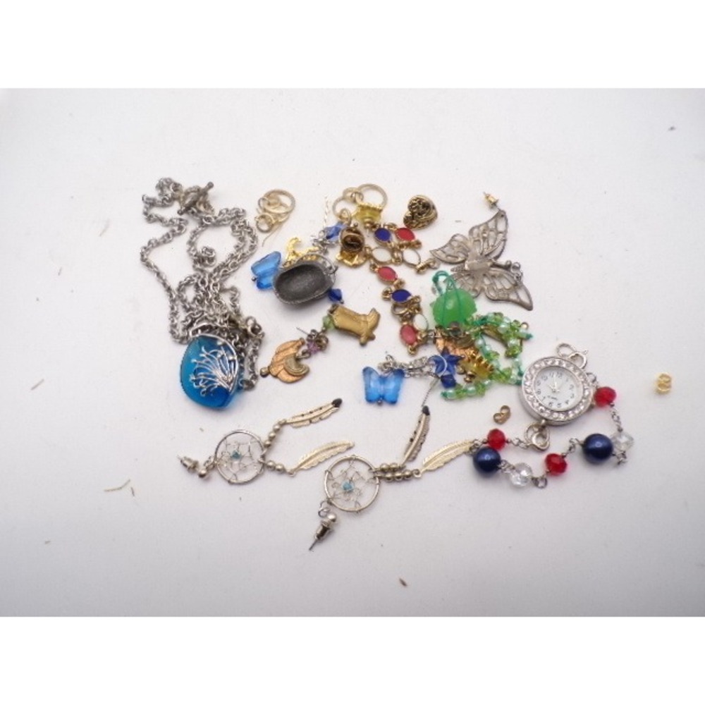 Assorted Jewelry Lot Dreamcatcher Watch‎ Butterfly Charm Necklaces  Parts Only